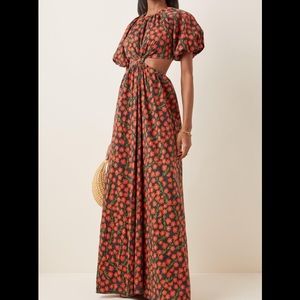 Agua by Agua Bendita Laurel Cutout Bermelo-print Cotton Poplin Maxi Dress